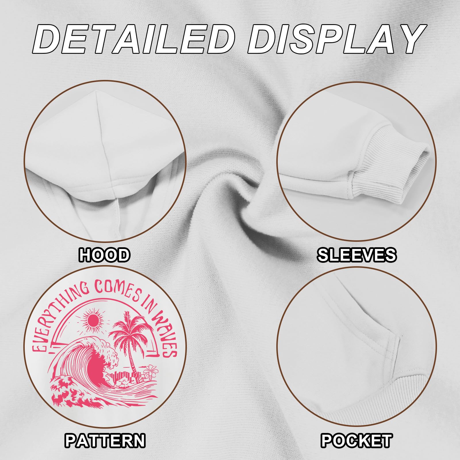 KIEKIECOO Girls Palm Graphic Hoodie Beach Cute Hoodies With Pocket Kids Preppy Sweatshirt Ocean Pullover Long Sleeve Top