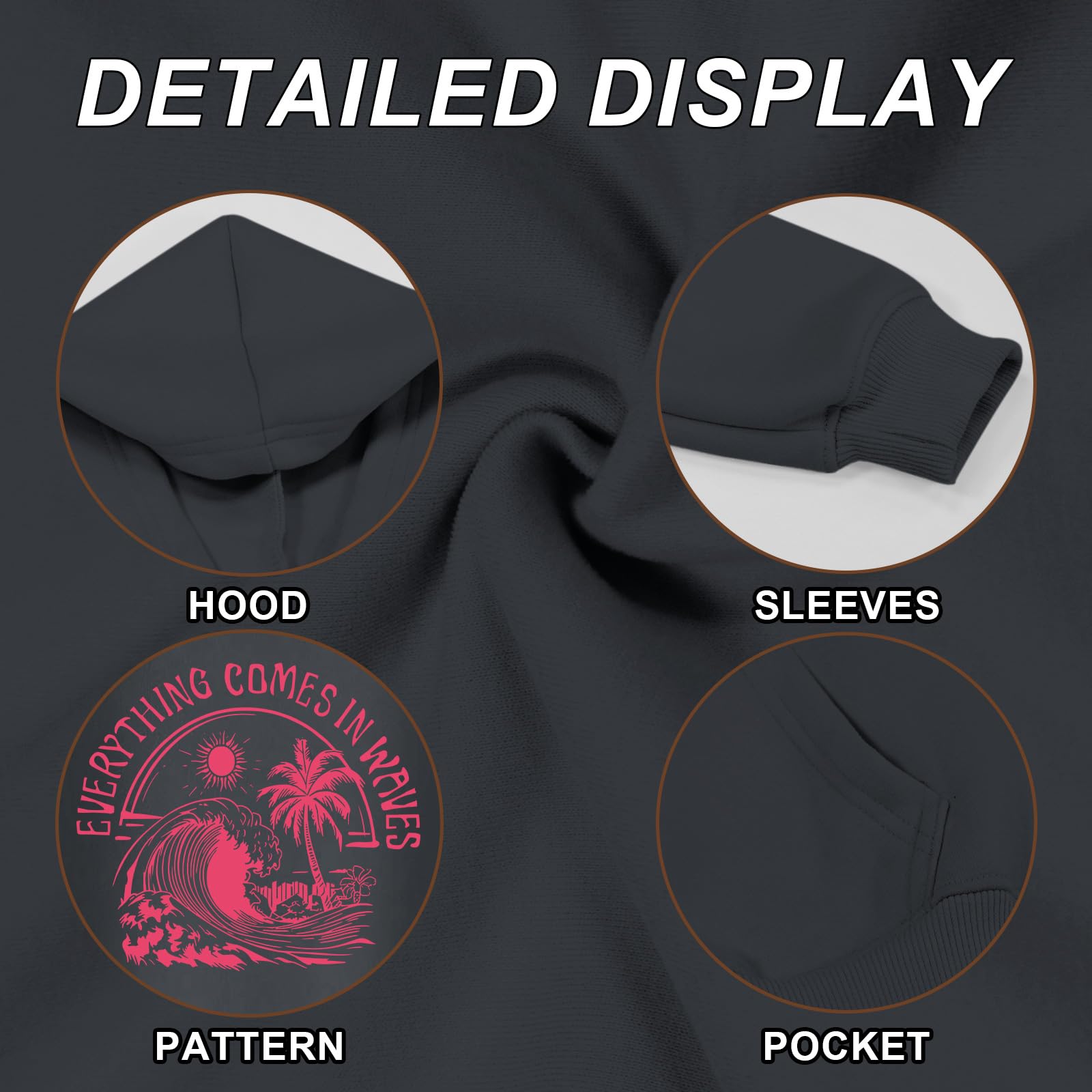 KIEKIECOO Girls Palm Graphic Hoodie Beach Cute Hoodies With Pocket Kids Preppy Sweatshirt Ocean Pullover Long Sleeve Top