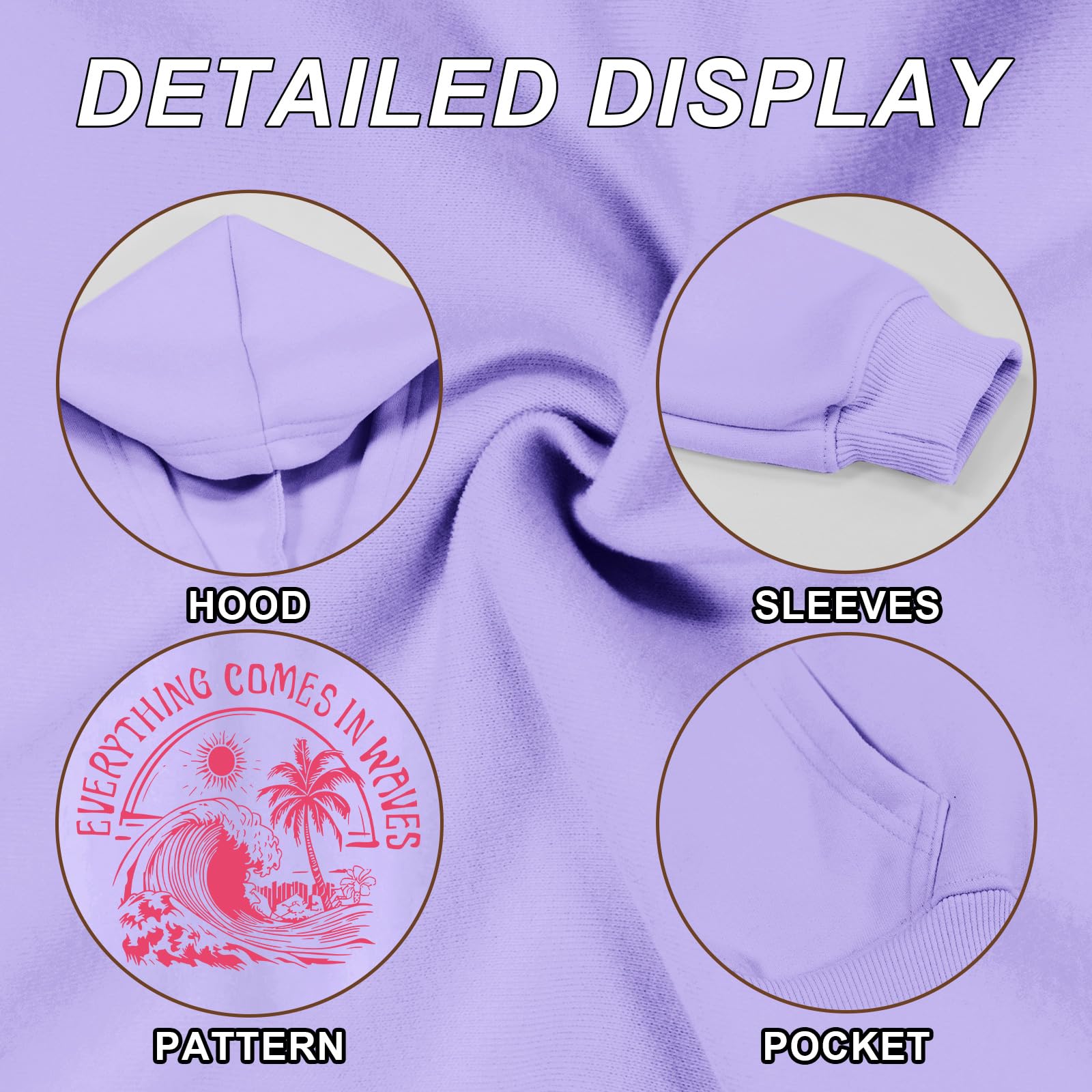 KIEKIECOO Girls Palm Graphic Hoodie Beach Cute Hoodies With Pocket Kids Preppy Sweatshirt Ocean Pullover Long Sleeve Top