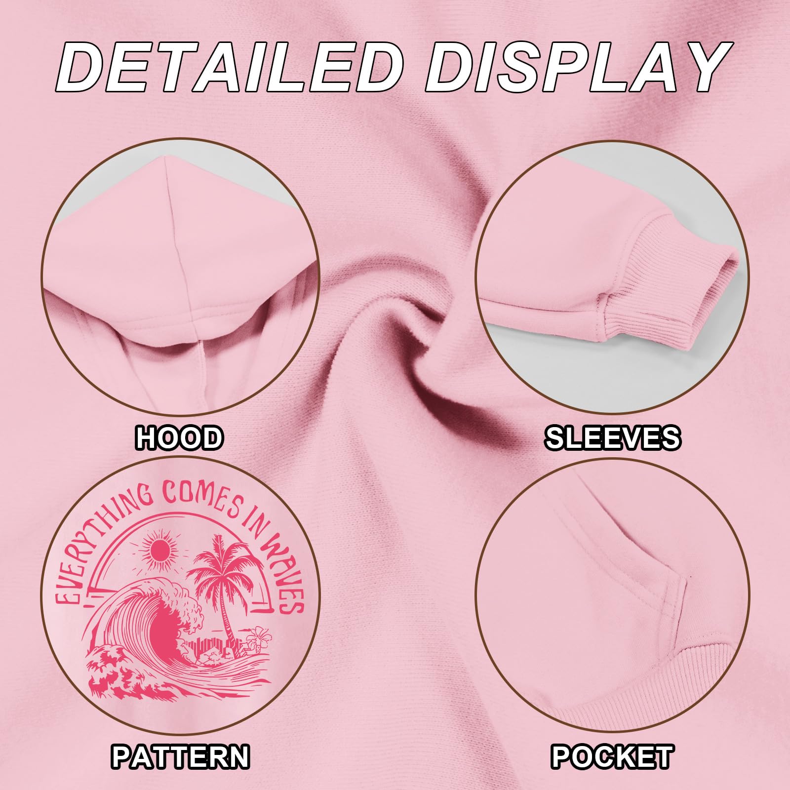 KIEKIECOO Girls Palm Graphic Hoodie Beach Cute Hoodies With Pocket Kids Preppy Sweatshirt Ocean Pullover Long Sleeve Top