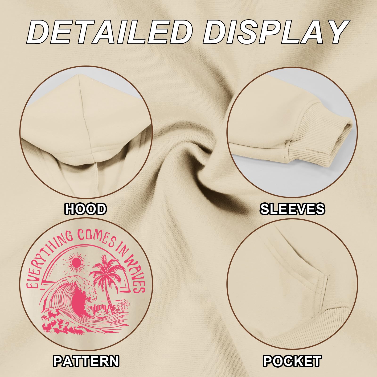 KIEKIECOO Girls Palm Graphic Hoodie Beach Cute Hoodies With Pocket Kids Preppy Sweatshirt Ocean Pullover Long Sleeve Top